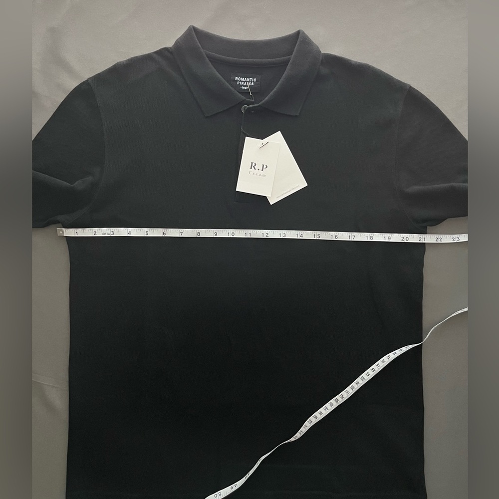 Men’s long sleeves polo style shirt. Cotton Black. Korean brand Romantic Pirates - Picture 7 of 8